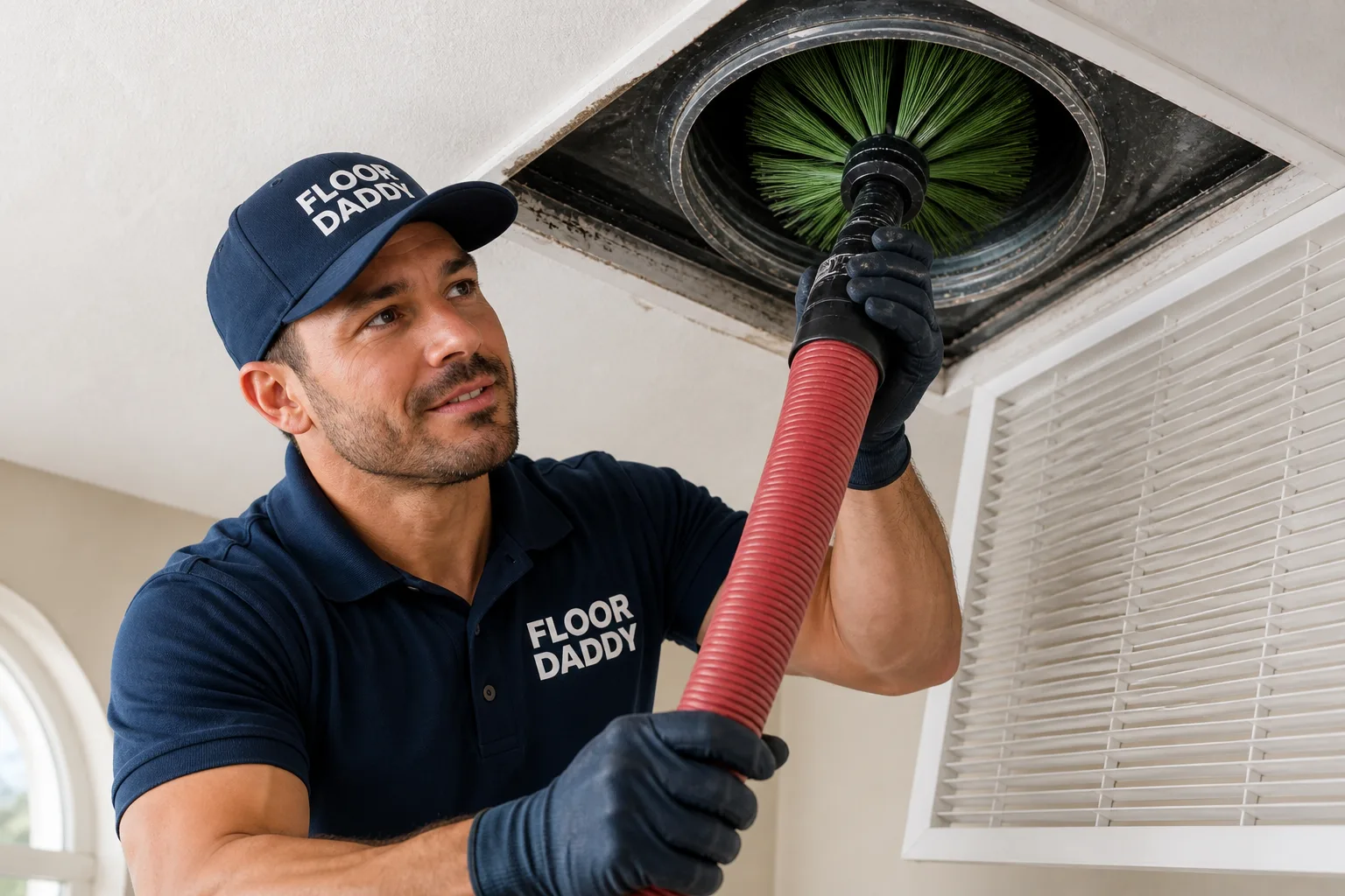 Floor Daddy technician providing complimentary air duct cleaning