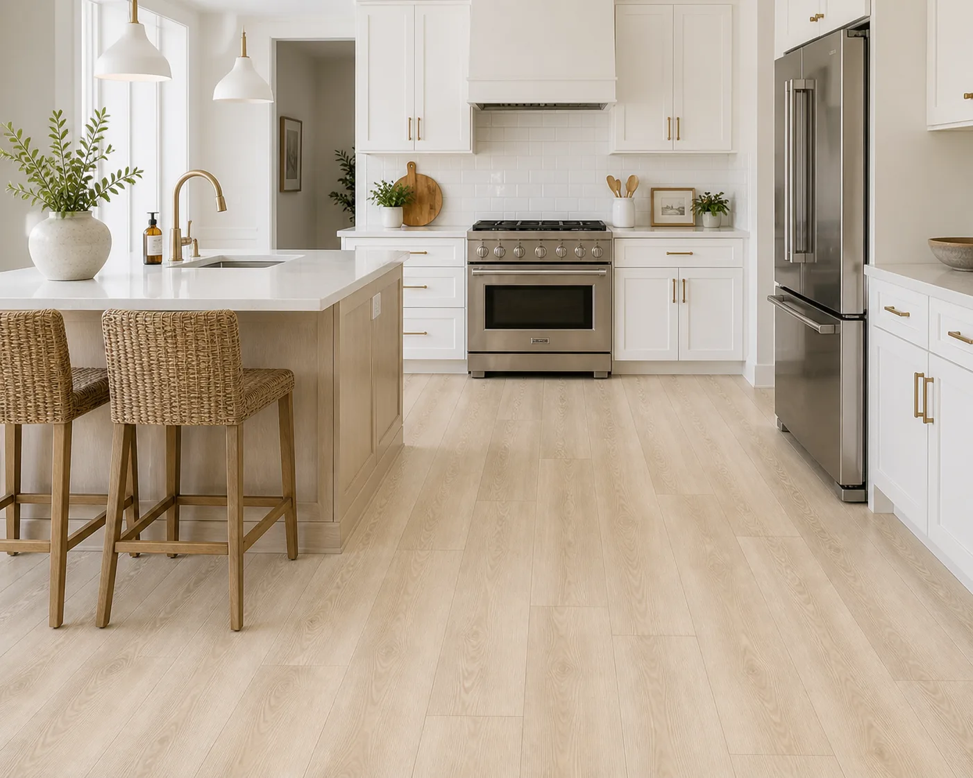 Premium kitchen with beautiful new flooring installed by Floor Daddy